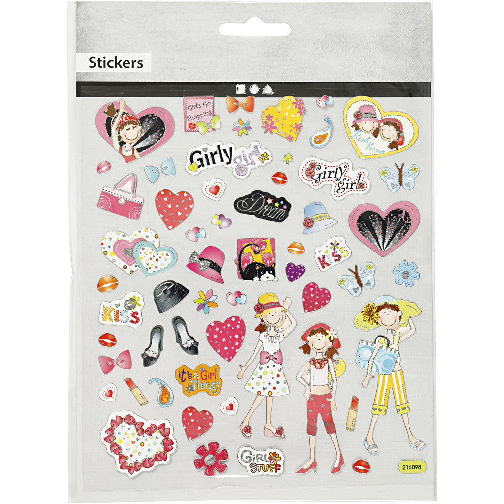 Stickers, girls, sheet 15x16,5 cm, 1 sheet [HOB-27184]