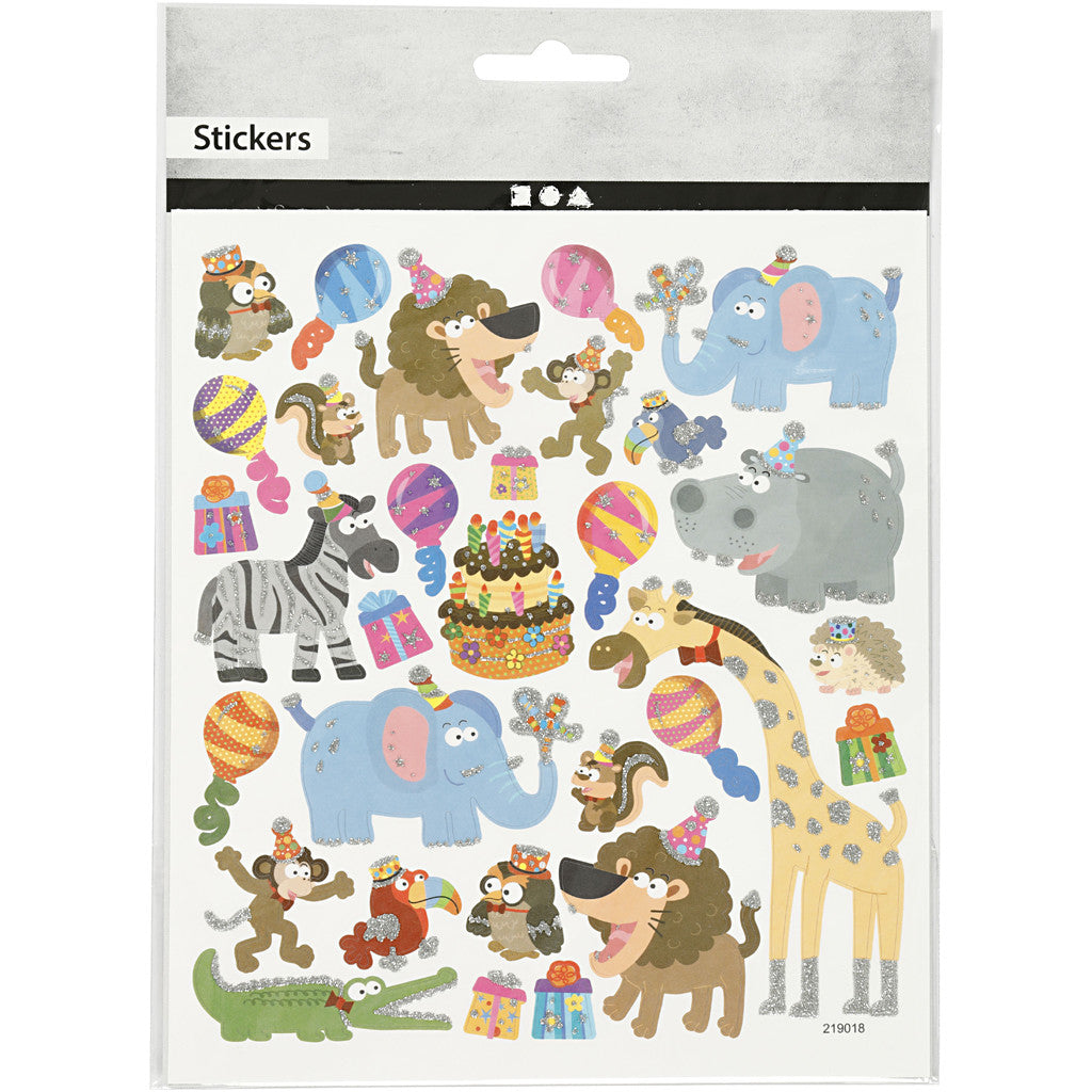 Stickers, animals birthday, sheet 15x16,5 cm, 1 sheet [HOB-27185]