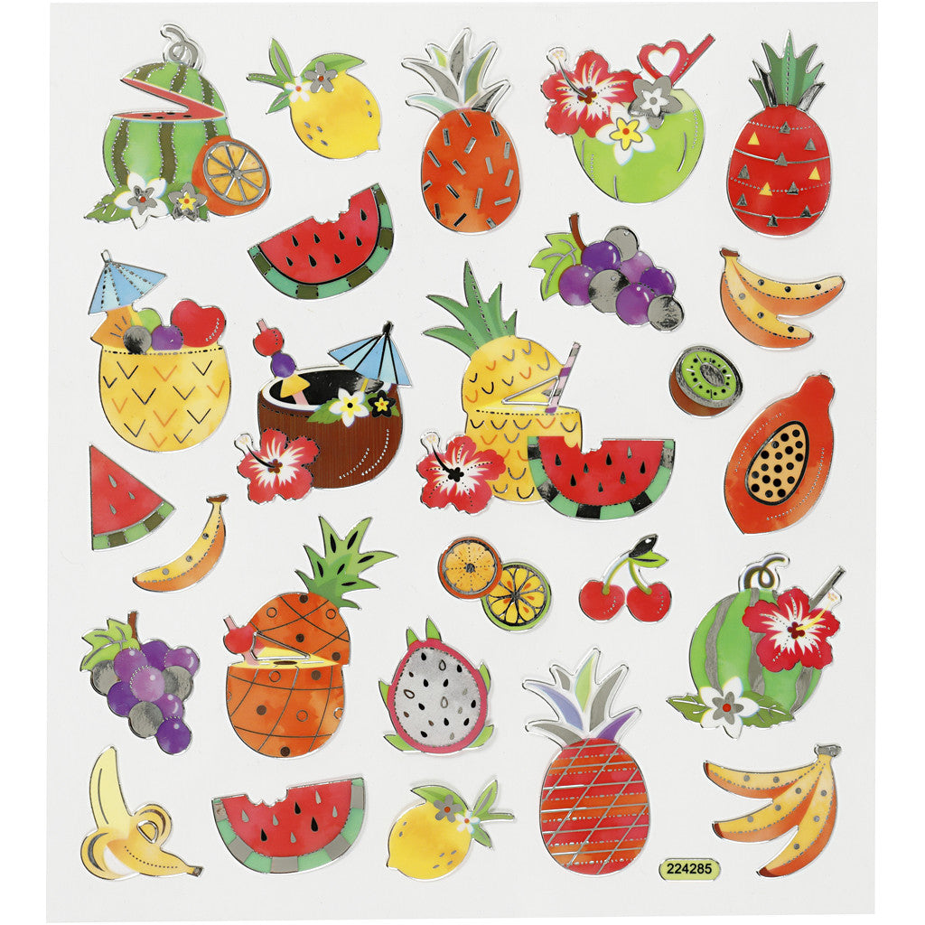 Stickers, exotic fruits, sheet 15x16,5 cm, 1 sheet [HOB-27187]