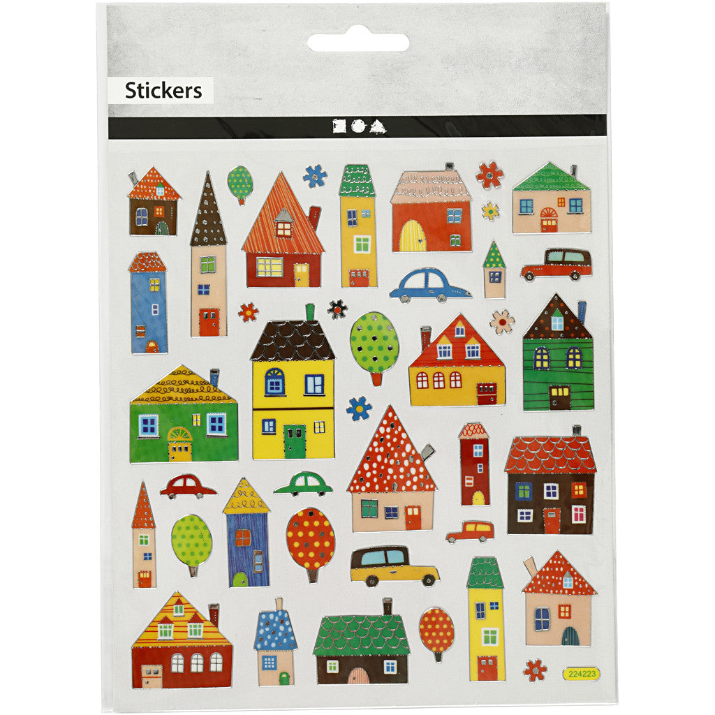 Stickers, city, sheet 15x16,5 cm, 1 sheet [HOB-27189]
