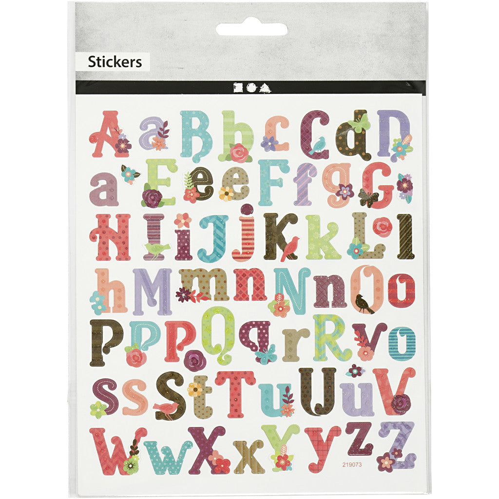 Stickers, alfabeth, sheet 15x16,5 cm, 1 sheet [HOB-27190]