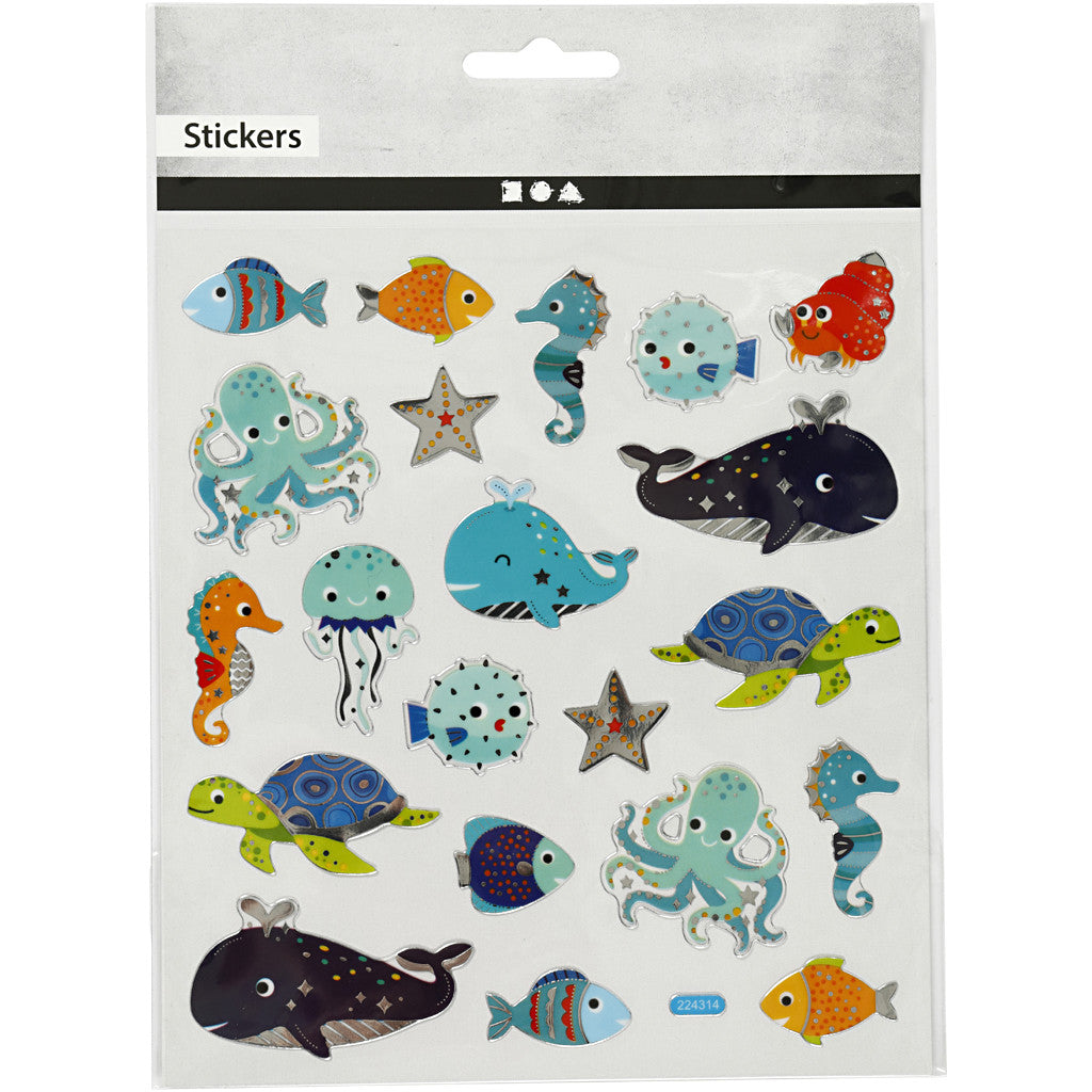Stickers, sea animals, sheet 15x16,5 cm, 1 sheet [HOB-27197]