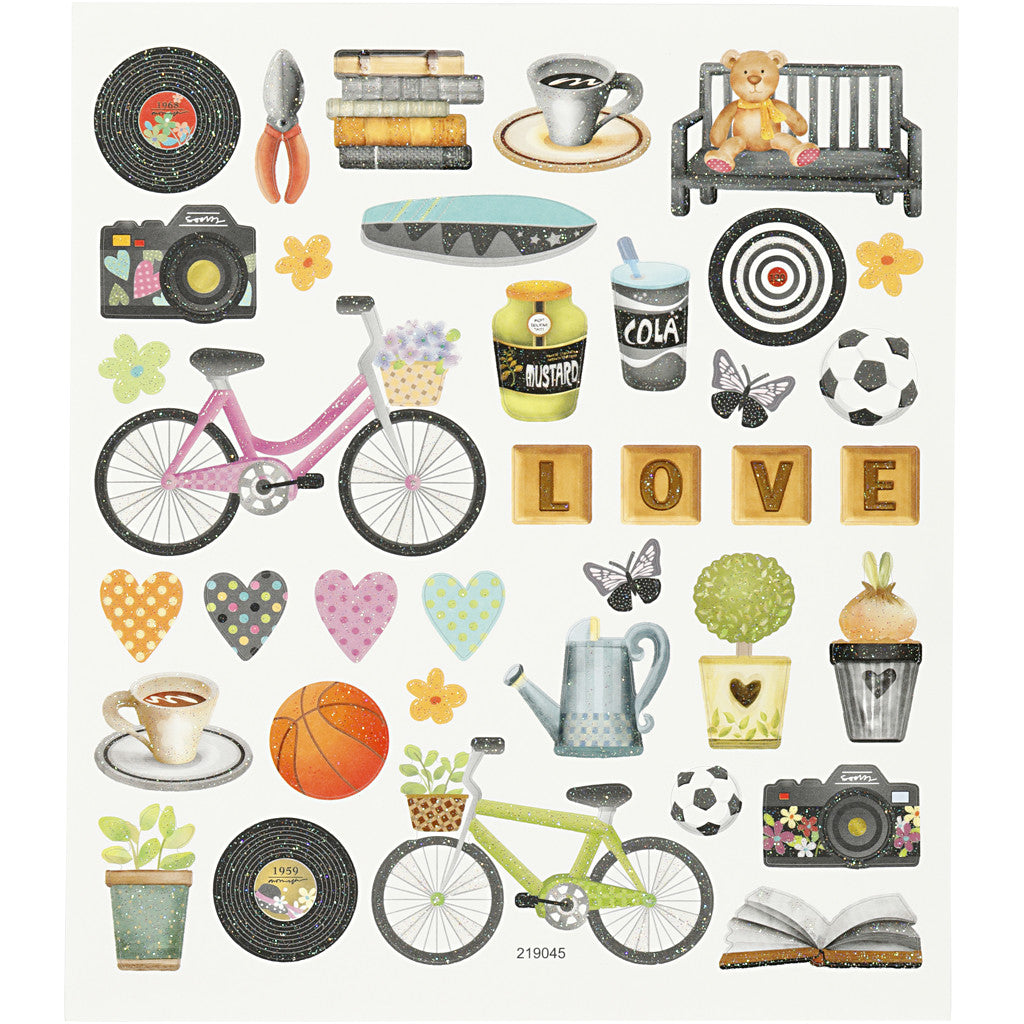 Stickers, spare time, sheet 15x16,5 cm, 1 sheet [HOB-27200]