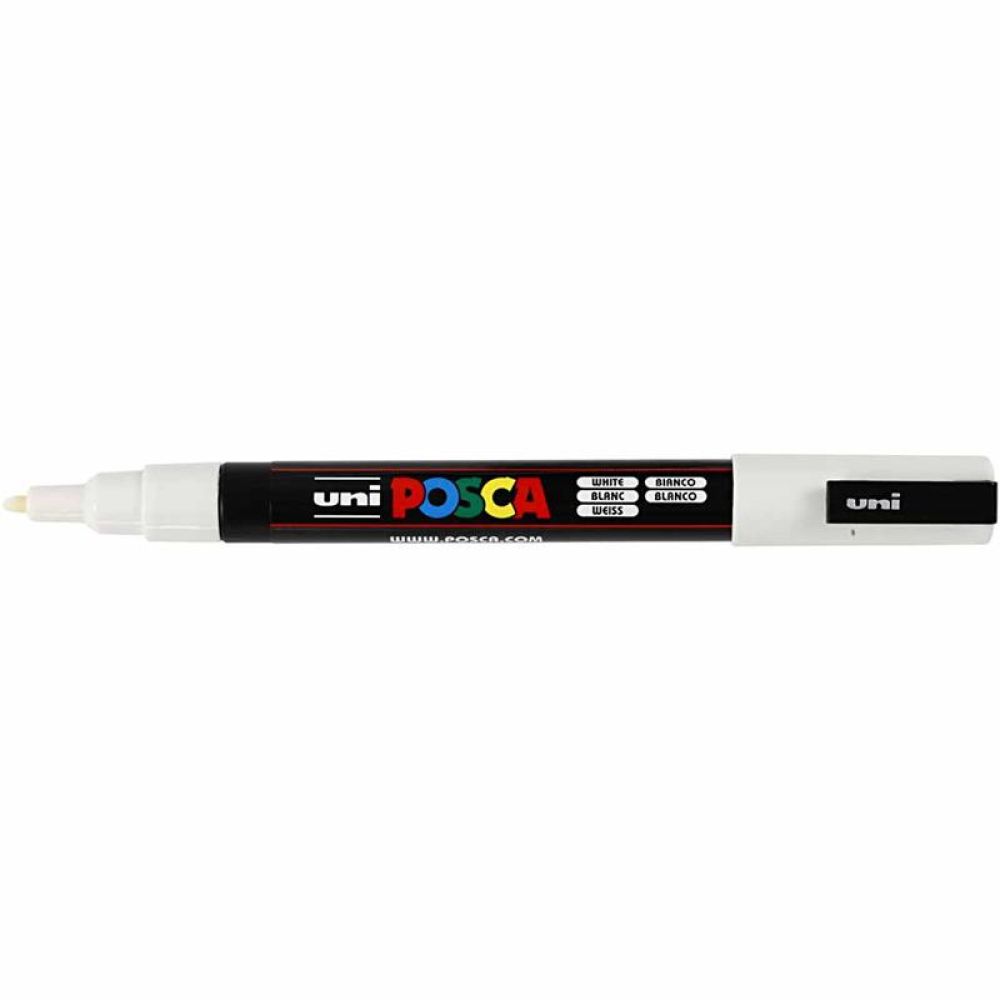 Posca Marker, no. PC-3M, line 0,9-1,3 mm, fine, white, 1 pc [HOB-274052]