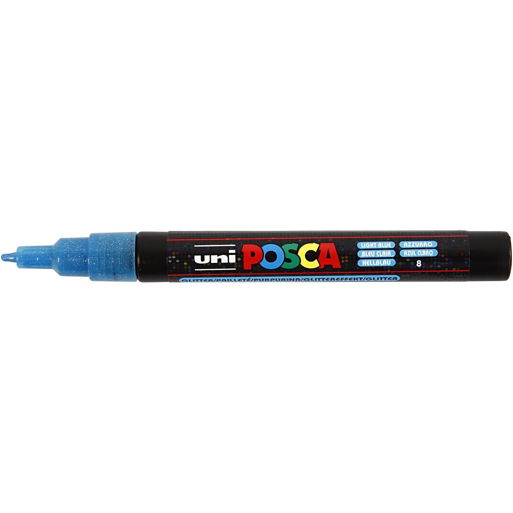Posca Marker, no. PC-3ML, line 0,9-1,3 mm, glitter colours, 8 pc/ 1 pack [HOB-274899]