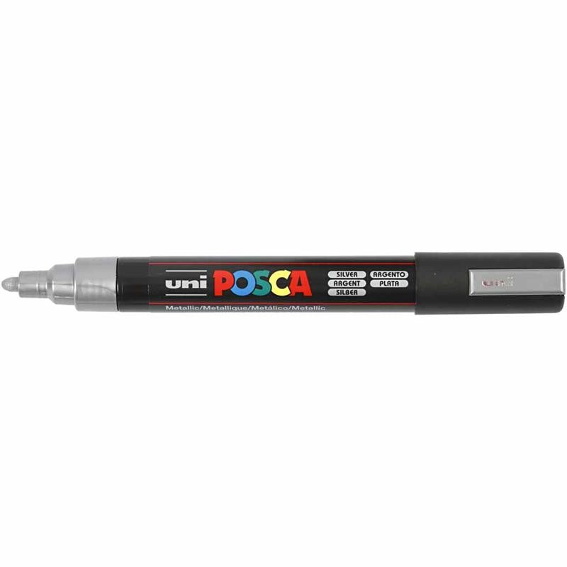 Posca Marker, no. PC-5M, line 2,5 mm, medium, silver, 1 pc [HOB-276805]