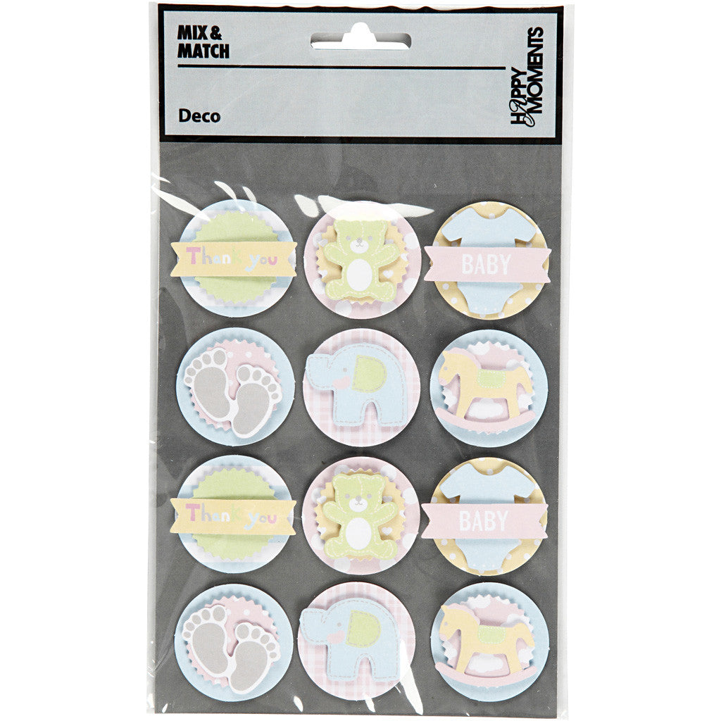 3D Baby Stickers, baby, dia. 35 mm, thickness 5 mm, 1 sheet [HOB-27693]