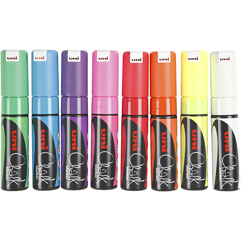 Chalk Pen, line 8 mm, assorted colours, 8 pc/ 1 pack [HOB-279918]