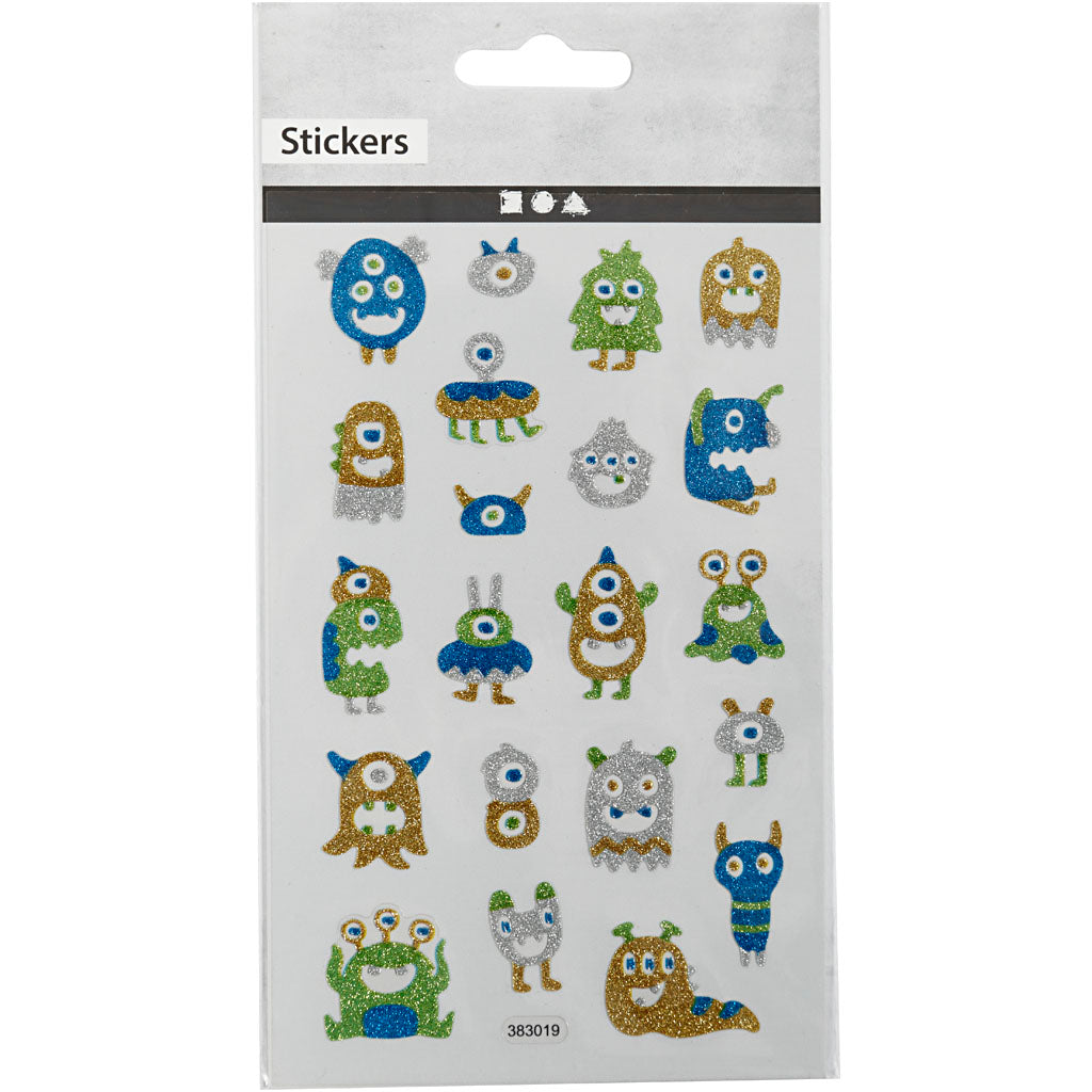 Glitter Stickers, aliens, sheet 10x16 cm, 1 sheet [HOB-280020]