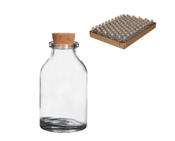 Glass Bottle Mini with cork 20ml 6cm tall Ø 3 cm (tray with 105 pcs) [IFS-28075]