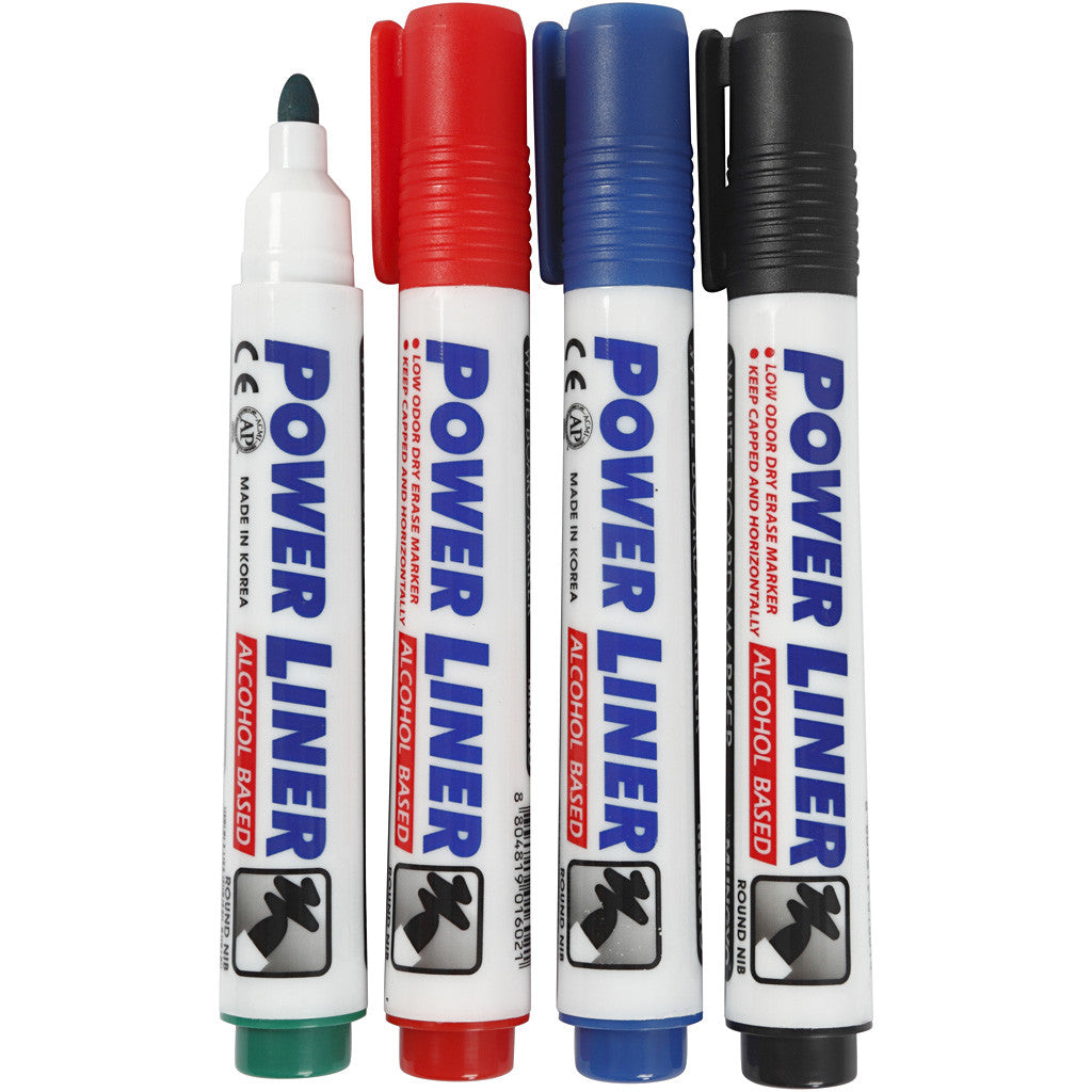 Whiteboard Markers, line 4 mm, black, blue, green, red, 4 pc/ 1 pack [HOB-28250]