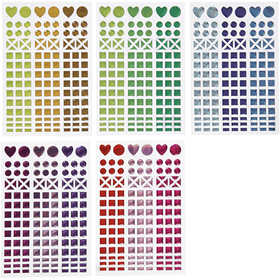 Mosaic Stickers, dia. 8-14 mm, sheet 11x16,5 cm, assorted colours, 10 sheet/ 1 pack [HOB-28253]