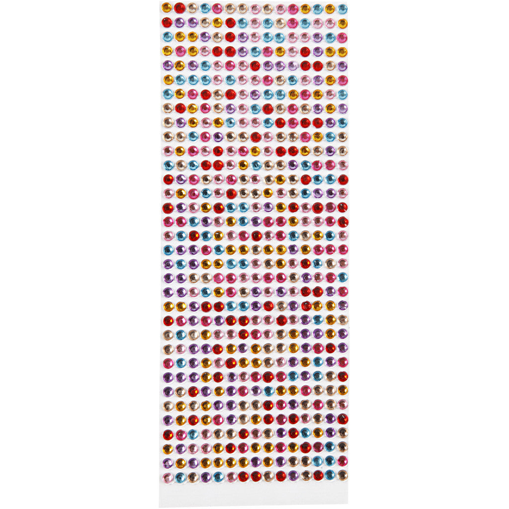Rhinestones, dia. 4-6 mm, sheet 16x9,5 cm, assorted colours, 10 sheet/ 1 pack [HOB-28303]