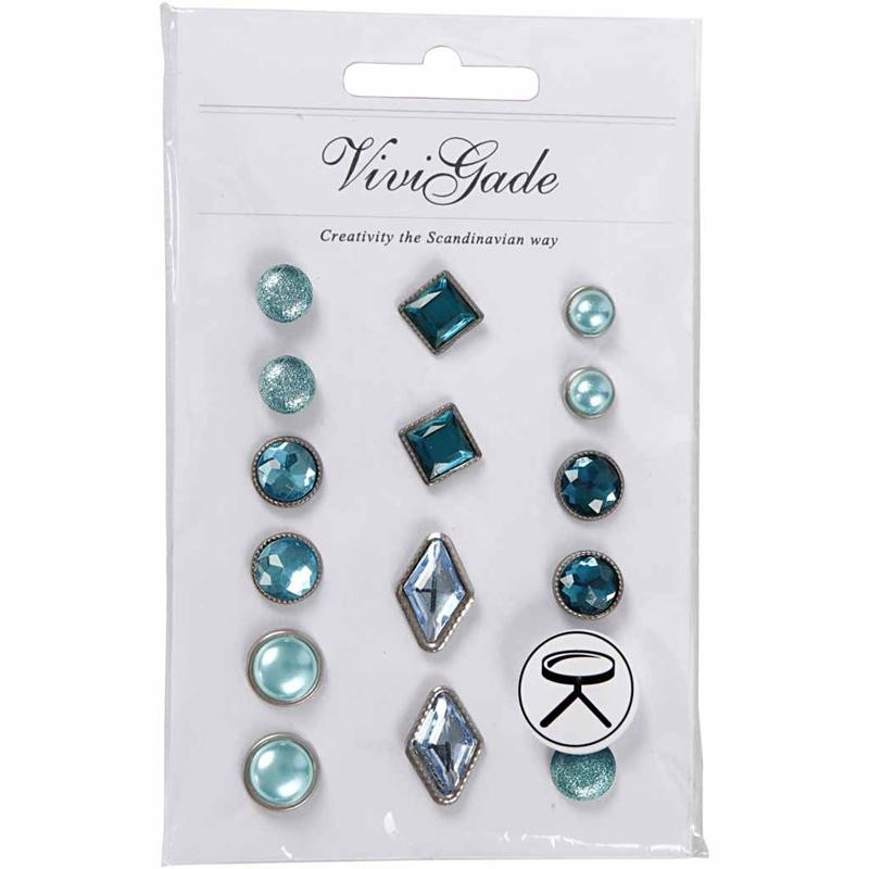 Deco Rivets, blue, size 8-18 mm, 16 pc/ 1 pack [HOB-28310]