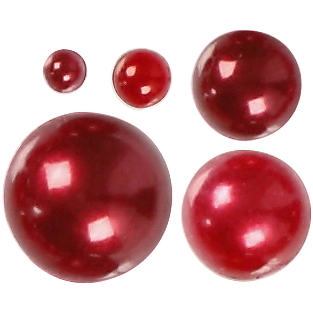 Half Pearls, size 2-8 mm, red, 140 pc/ 1 pack [HOB-28319]
