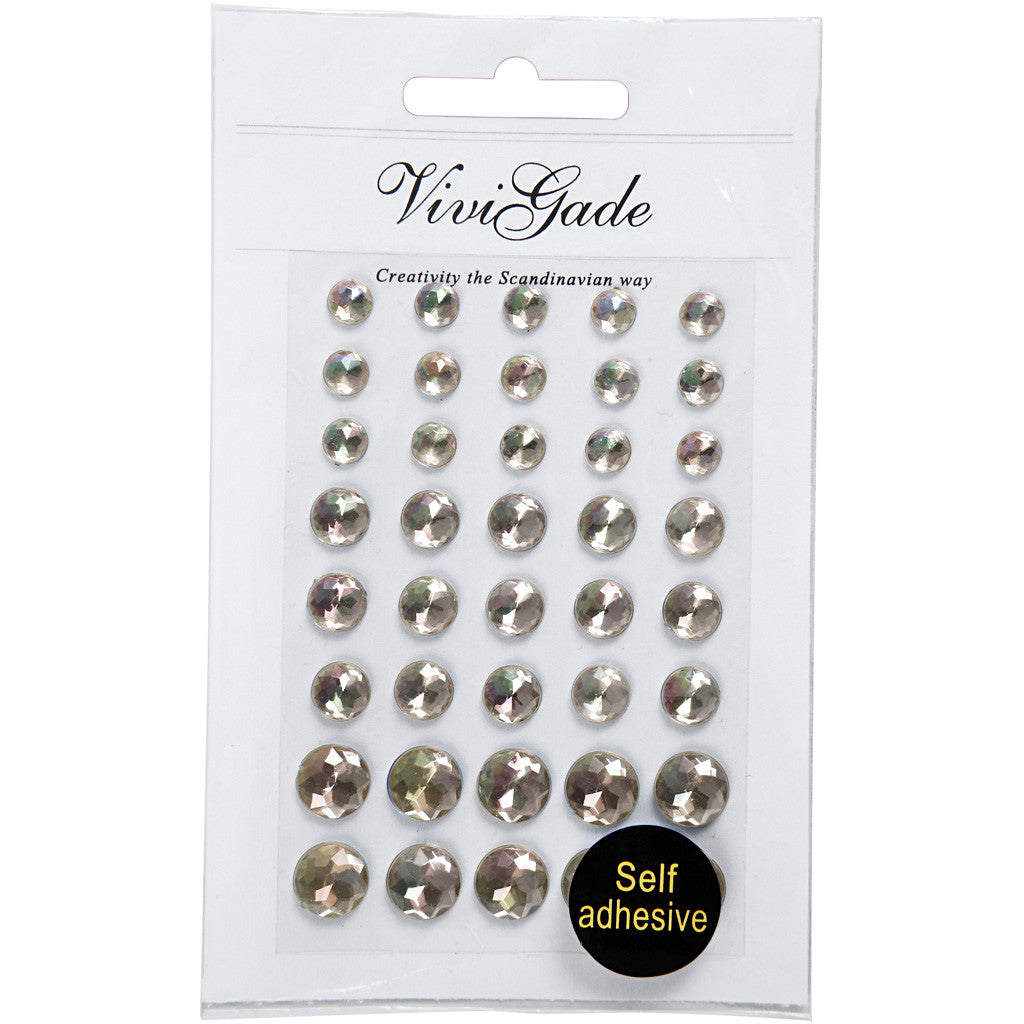 Rhinestones, size 6+8+10 mm, crystal, 40 pc/ 1 pack [HOB-28326]