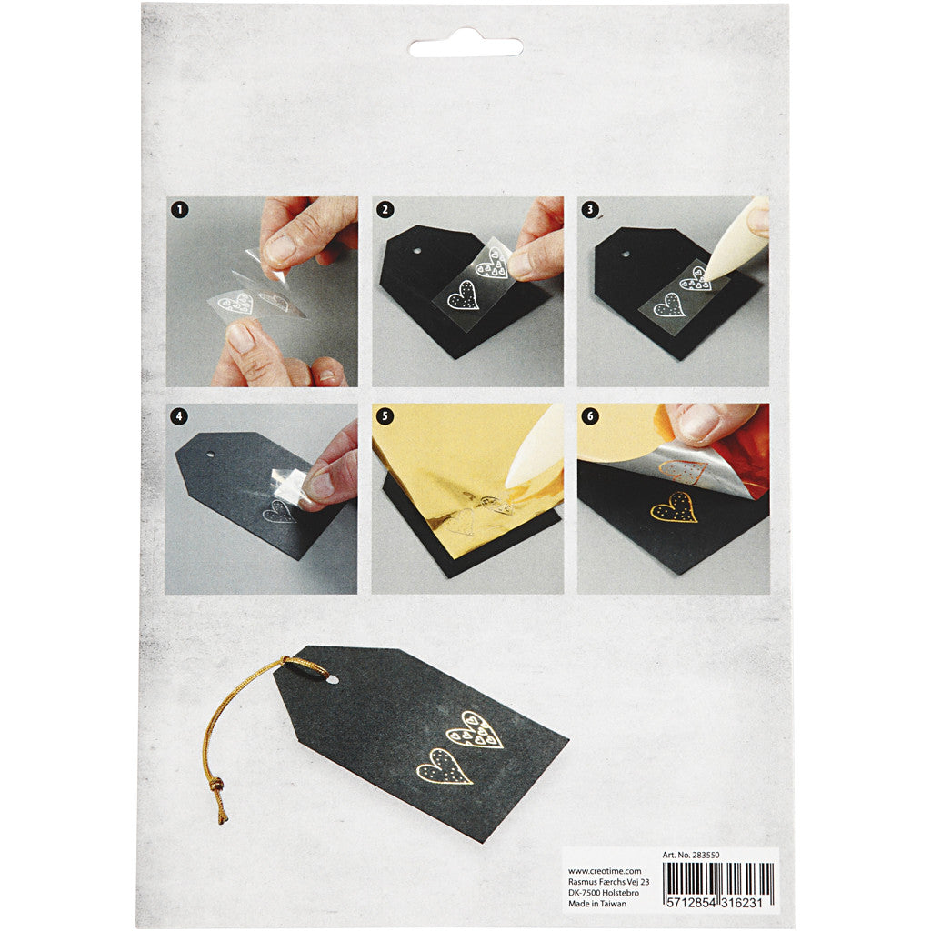 Deco Foil and transfer sheet, flowers, sheet 15x15 cm, gold, green, 2x2 sheet/ 1 pack [HOB-283550]