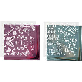Deco Foil and transfer sheet, spring, sheet 15x15 cm, light blue, pink, 2x2 sheet/ 1 pack [HOB-283551]