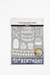 Deco Foil and transfer sheet, birthday, sheet 15x15 cm, dark blue, silver, 2x2 sheet/ 1 pack [HOB-283553]