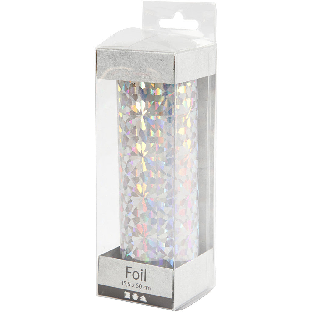 Deco Foil, W: 15,5 cm, thickness 0,02 mm, silver, 50 cm/ 1 roll [HOB-283569]