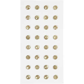 Rhinestones, dia. 8 mm, gold, 32 pc/ 1 pack [HOB-283819]