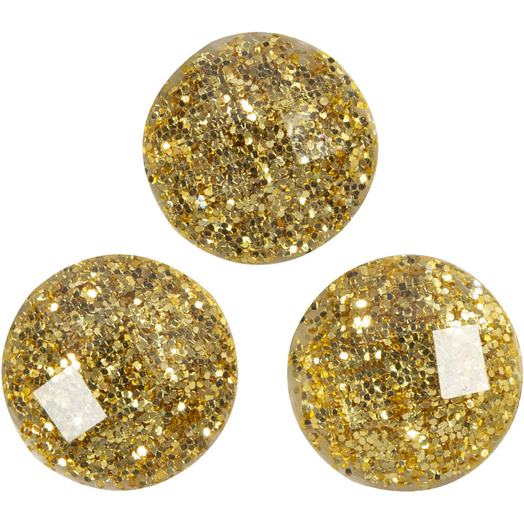 Rhinestones, dia. 8 mm, gold, 32 pc/ 1 pack [HOB-283819]