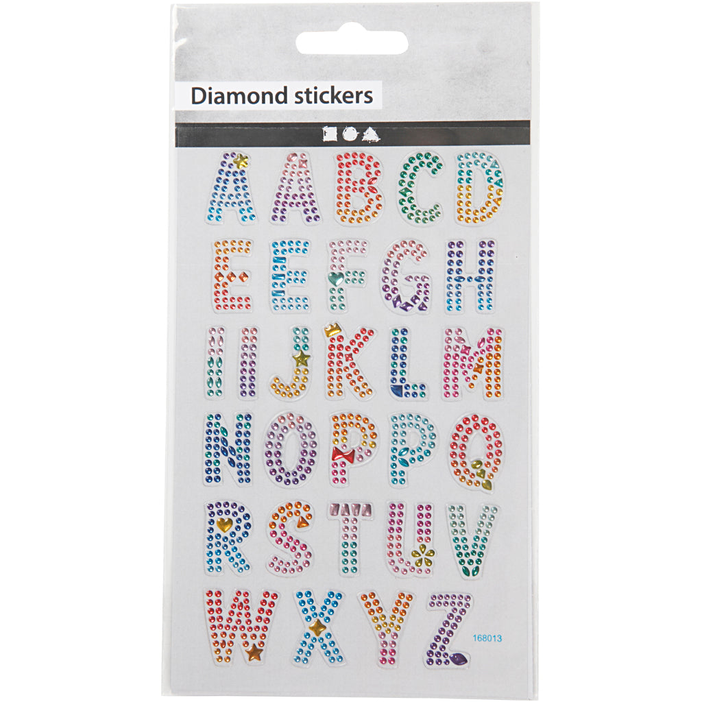 Diamond stickers, alphabet, sheet 10x16 cm, 1 sheet [HOB-284035]
