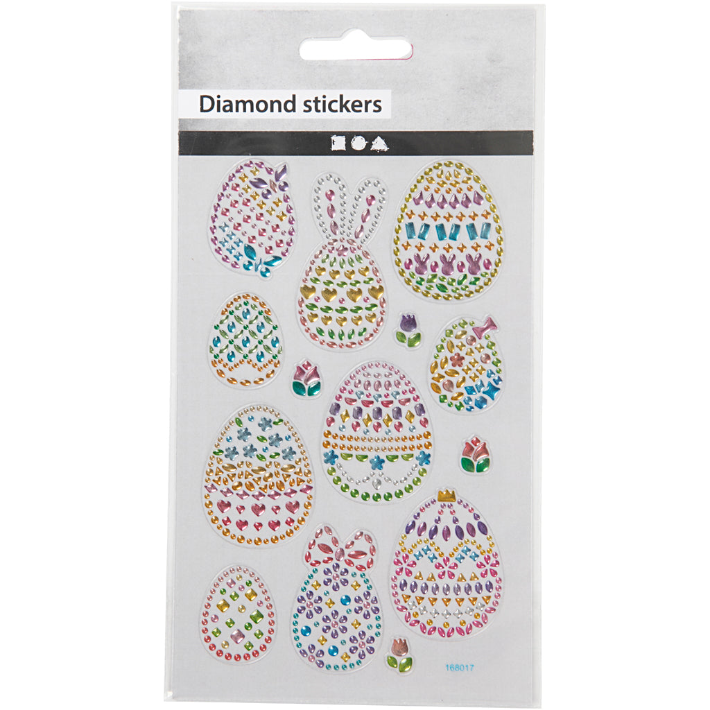 Diamond stickers, Easter eggs, sheet 10x16 cm, 1 sheet [HOB-284036]