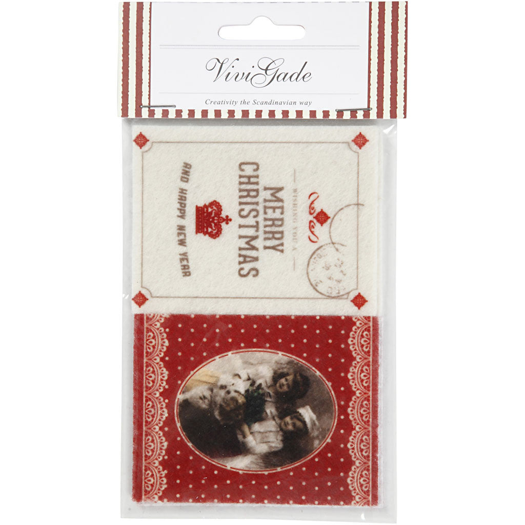 Felt Decoration, size 6,5x8,5 cm, thickness 1 mm, 4 pc/ 1 pack [HOB-28515]