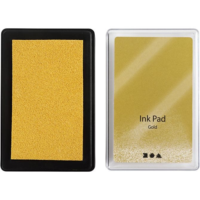 Ink Pad, H: 2 cm, size 9x6 cm, gold, 1 pc [HOB-285337]