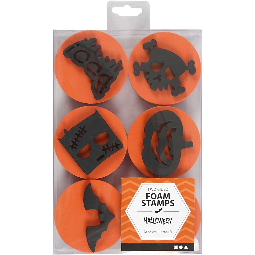 Foam Stamps, halloween, dia. 7,5 cm, thickness 2,5 cm, 6 pc/ 1 pack [HOB-28553]