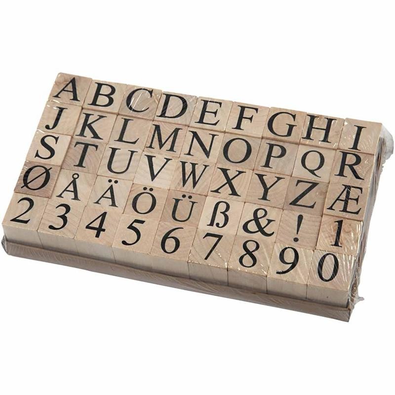 Wooden Stamps Set, size 20x20 mm, ca. 15 mm, 45 pc/ 1 pack [HOB-28567]