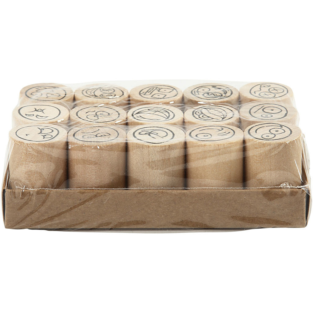 Deco Art Stamps, smiley, H: 26 mm, dia. 20 mm, 15 pc/ 1 pack [HOB-28581]