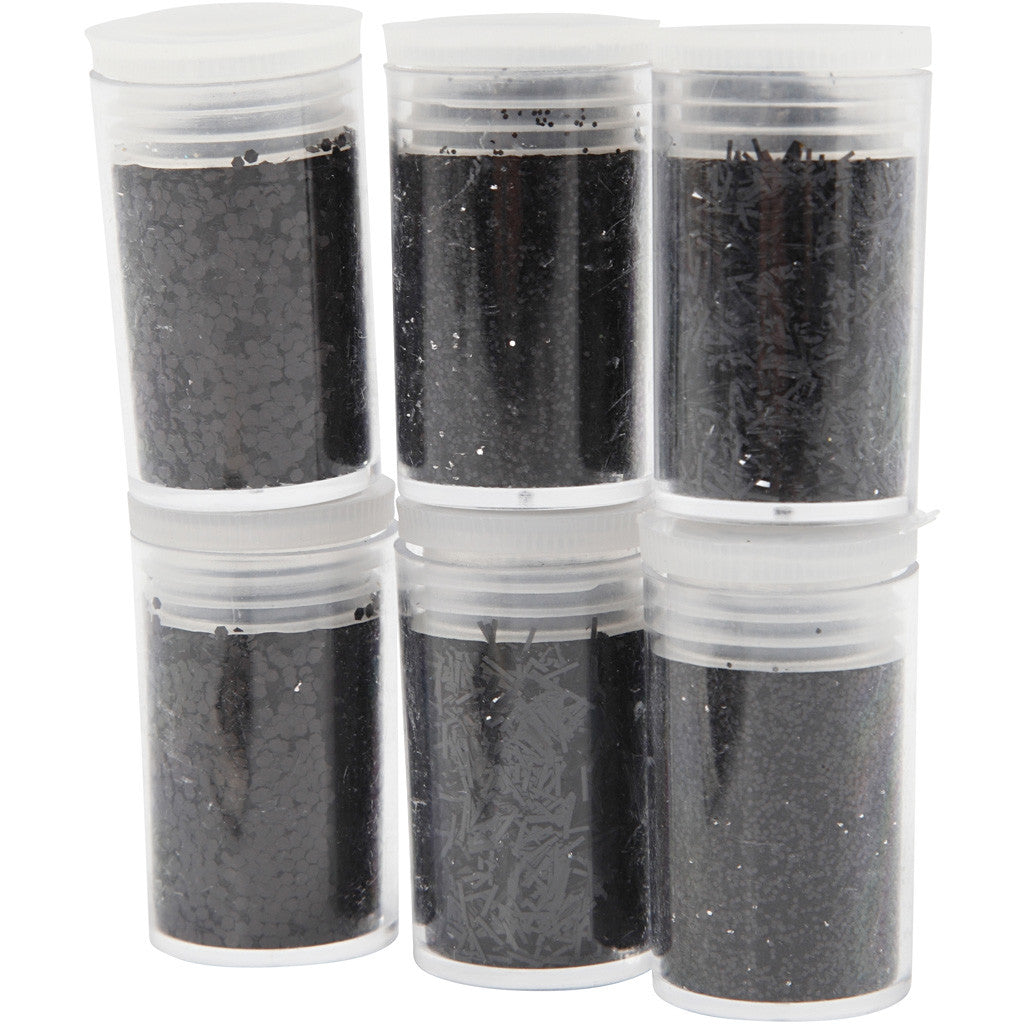 Glitter and Sequin, black, 6x5 g/ 1 pack [HOB-28587]