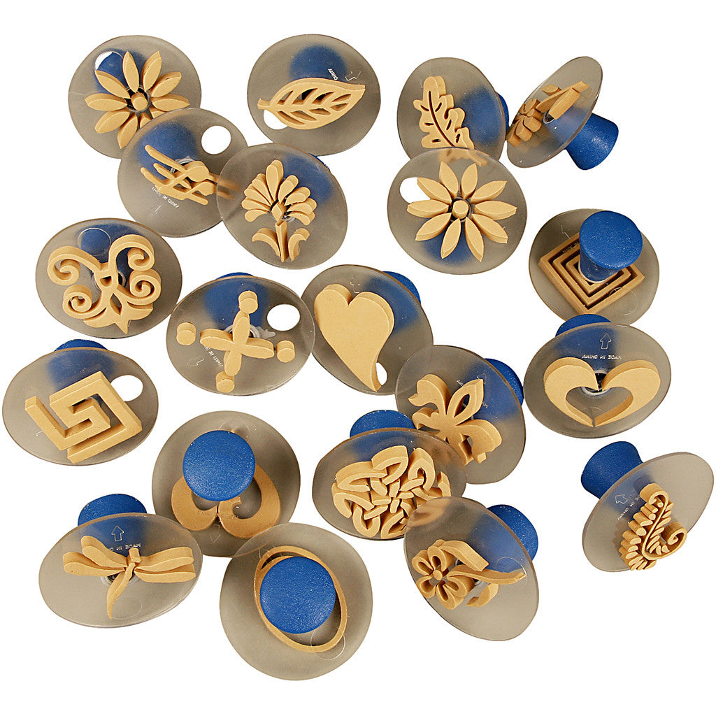 Foam Stamps With Handle, size 3-6 cm, 20 pc/ 1 pack [HOB-28590]