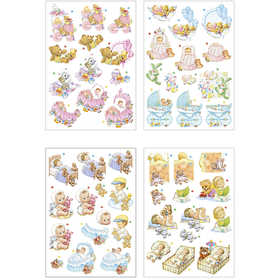 3D Decoupage Motifs, baby , sheet 21x30 cm, 4 sheet/ 1 pack [HOB-28679]