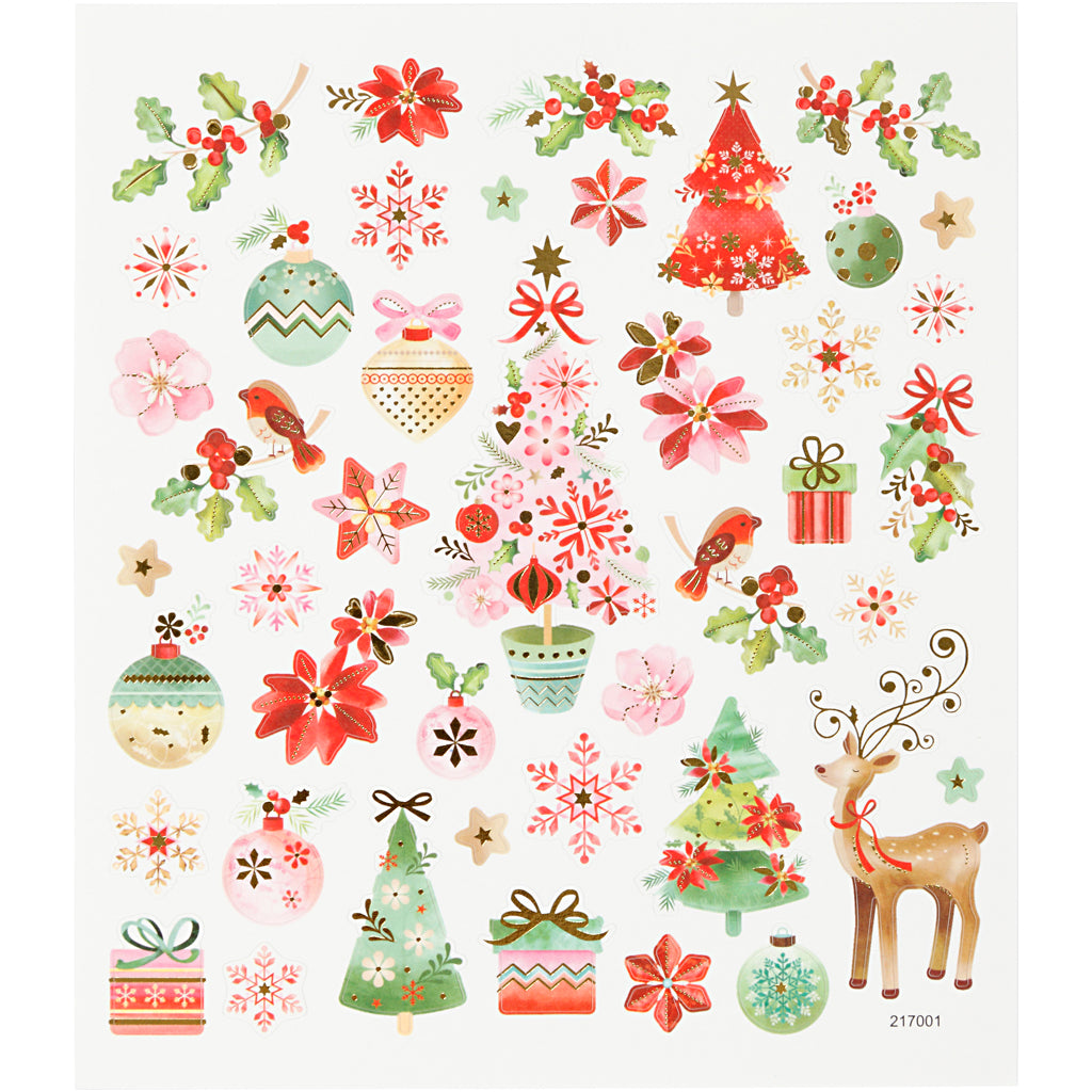 Stickers, romantic Christmas, sheet 15x16,5 cm, ca. 43 pc, 1 sheet