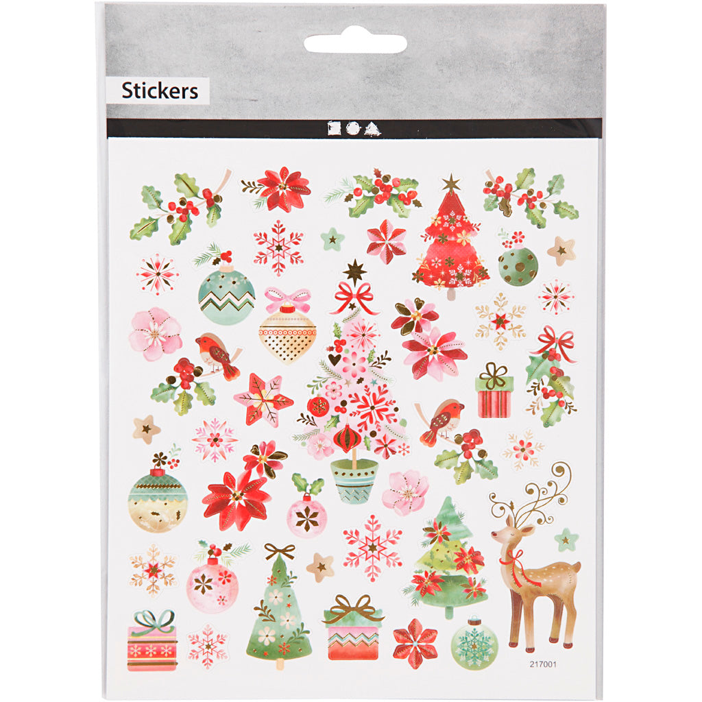 Stickers, romantic Christmas, sheet 15x16,5 cm, ca. 43 pc, 1 sheet [HOB-288791]