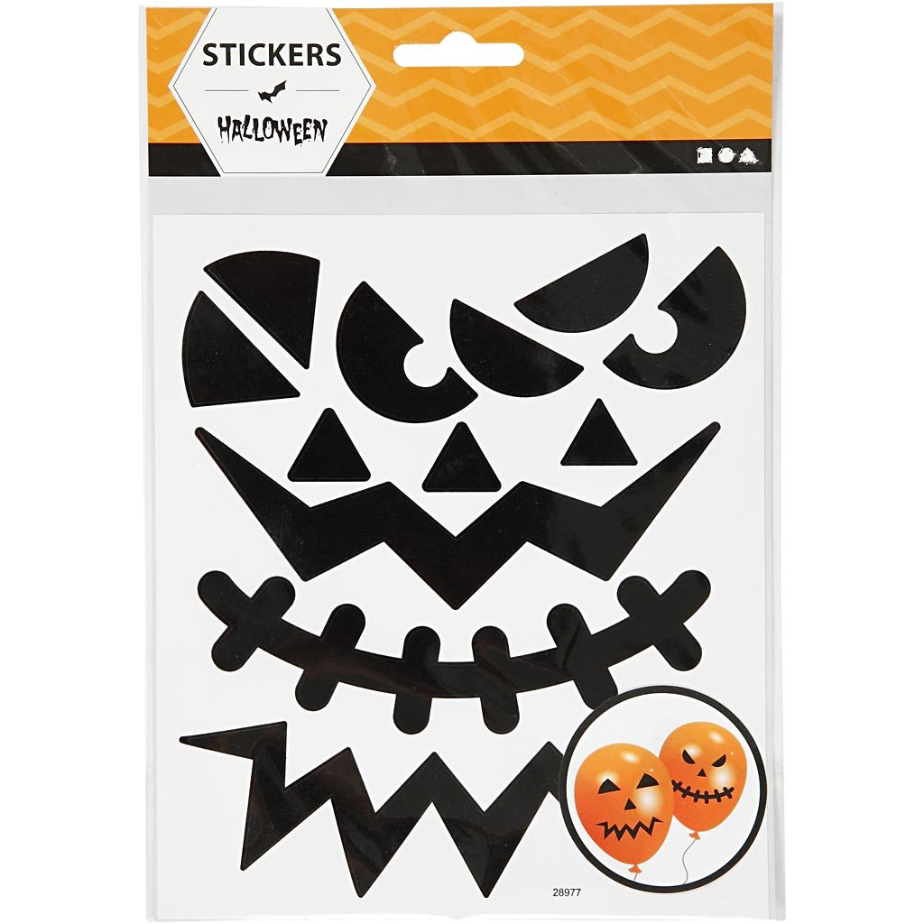 Stickers, halloween - big faces, sheet 15x16,5 cm, 1 sheet [HOB-28977]