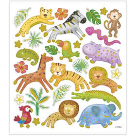 Stickers, Wild animals, sheet 15x16,5 cm, 1 sheet [HOB-29077]
