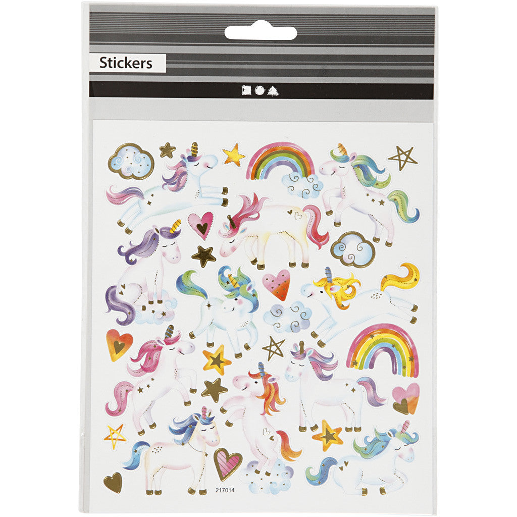 Stickers, unicorn, sheet 15x16,5 cm, 1 sheet [HOB-29121]