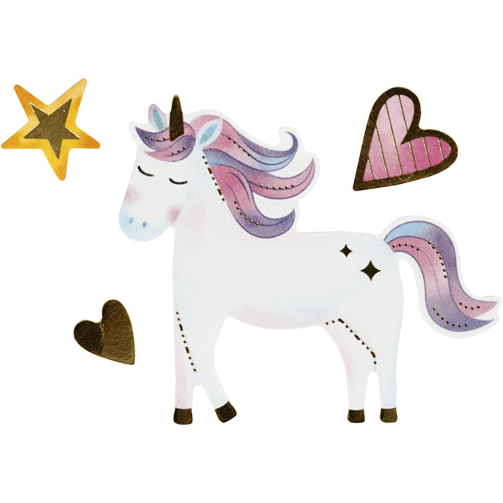 Stickers, unicorn, sheet 15x16,5 cm, 1 sheet [HOB-29121]