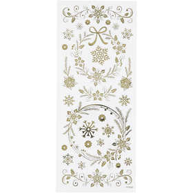 Stickers, christmas stars, sheet 10x24 cm, ca. 29 pc, gold, 1 sheet [HOB-29150]