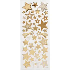 Stickers, stars, sheet 10x24 cm, ca. 52 pc, gold, 1 sheet [HOB-29152]