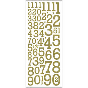 Glitter Stickers, numbers, sheet 10x24 cm, gold, 2 sheet/ 1 pack [HOB-29155]