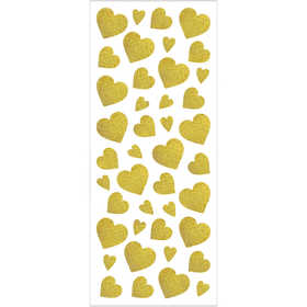 Glitter Stickers, hearts, sheet 10x24 cm, ca. 84 pc, gold, 2 sheet/ 1 pack [HOB-29156]