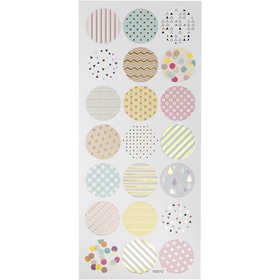 Stickers, pastels, sheet 10x23 cm, ca. 21 pc, 1 sheet [HOB-29159]