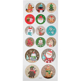 Stickers, christmas, sheet 10x23 cm, ca. 16 pc, 1 sheet [HOB-29161]