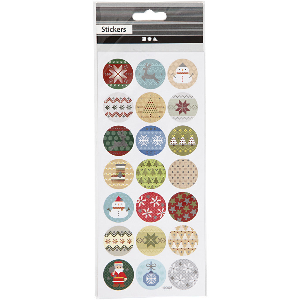 Stickers, christmas embroidery, sheet 10x23 cm, ca. 21 pc, 1 sheet [HOB-29162]
