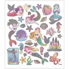 Stickers, mermaids, sheet 15x16,5 cm, ca. 32 pc, 1 sheet [HOB-29170]